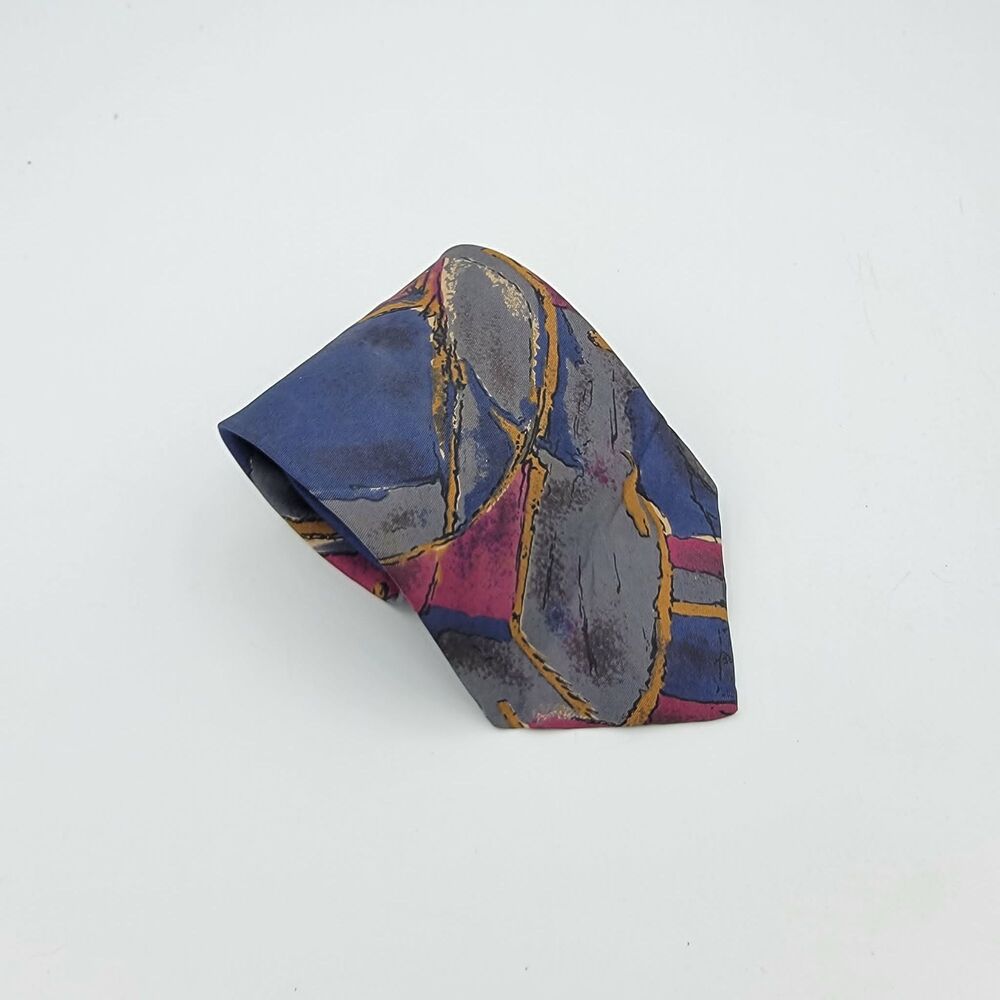Botany 500 Abstract Necktie Purple blue Vintage Men's necktie size 58 x 3.5